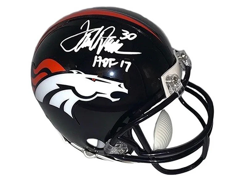 Terrell Davis Autographed HOF 17 Inscription Denver Broncos Mini Replica Blue JSA