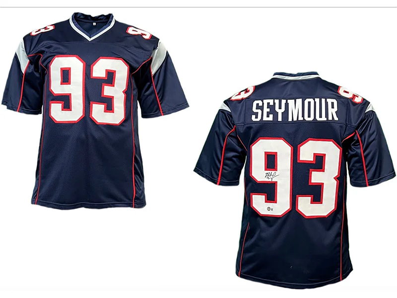 Richard Seymour Autographed New England Pro Style Navy Blue Football Jersey ( Beckett )