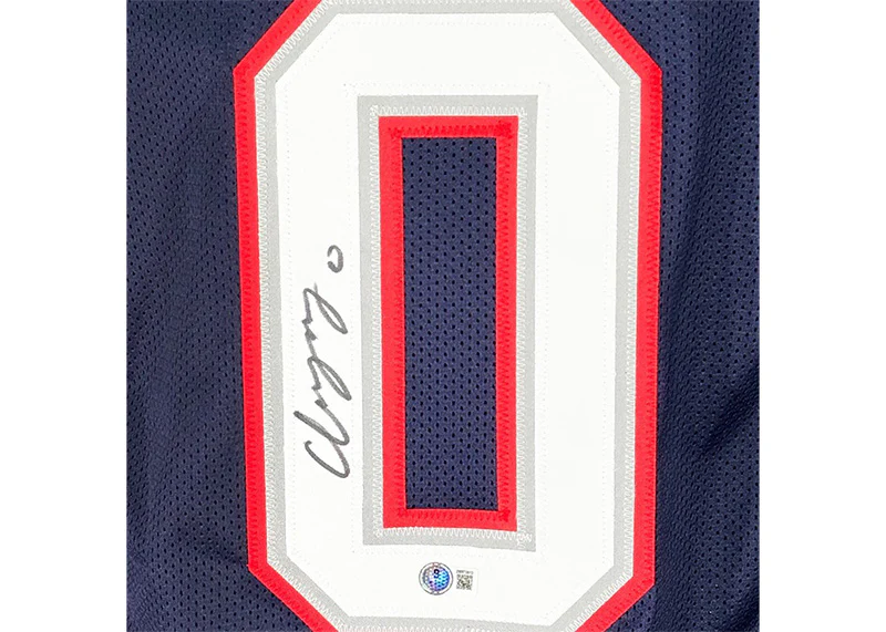 Christian Gonzalez Signed New England Custom Blue Football Jersey Beckett