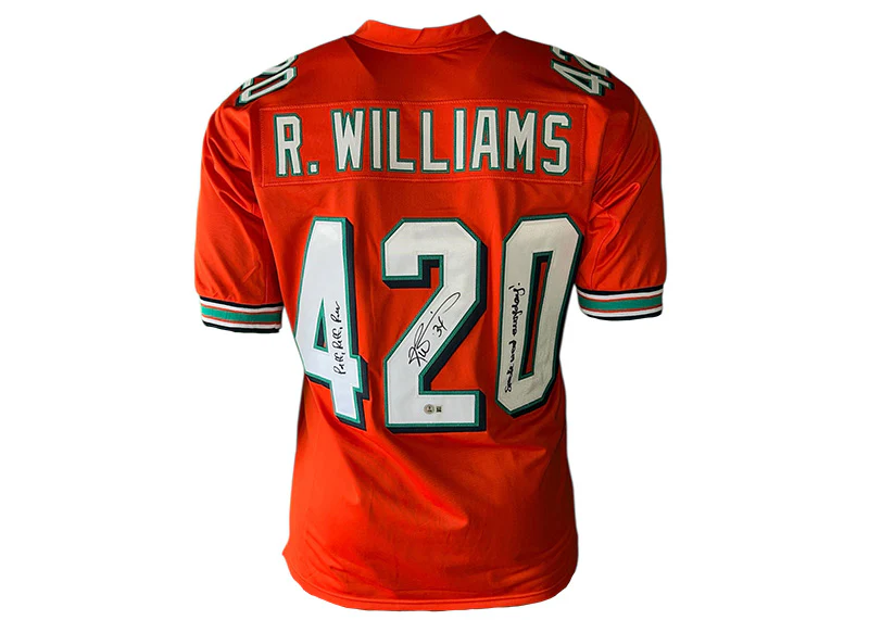 Ricky Williams Signed Orange Custom Jersey ��Puff Puff Run�� 2 Insc Beckett