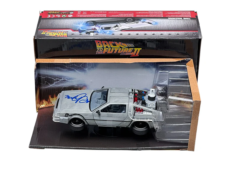 Michael J Fox Signed 1:24 DeLorean Back to the Future II Autograph Beckett COA!