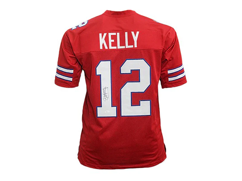 Jim Kelly Autographed Buffalo Pro Style Football Jersey Red (JSA)