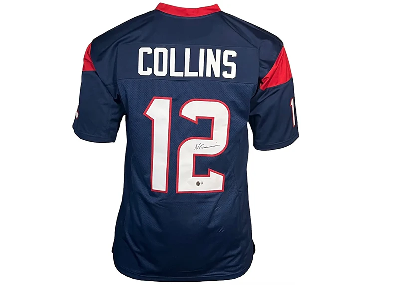 Nico Collins Signed Houston Custom Blue Football Jersey JSA