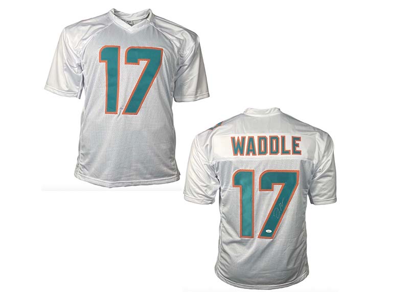Jaylen Waddle Signed Miami Custom White Football Jersey (JSA)
