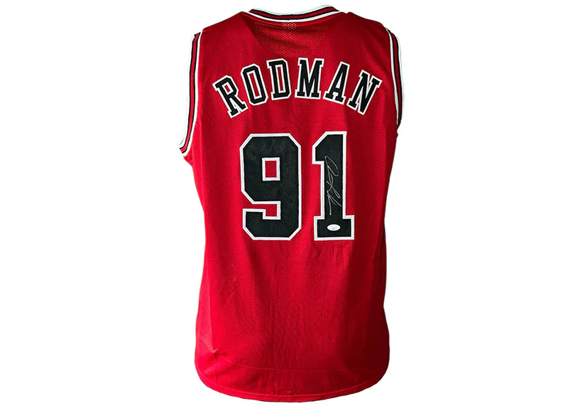 Dennis Rodman Signed Chicago Custom Red Basketball Jersey (JSA)