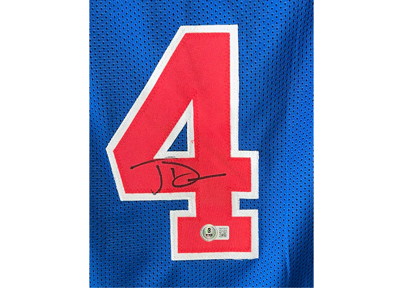Joe Dumars Signed Detroit Custom Blue Basketball Jersey Beckett