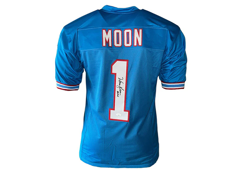Warren Moon Signed Custom Football Jersey Light Blue HOF '06 (JSA)