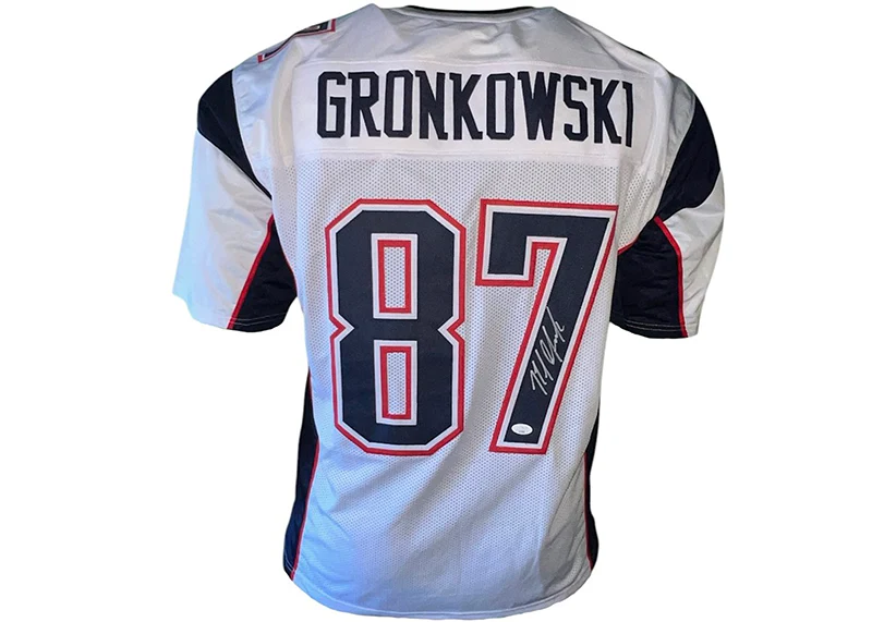 Rob Gronkowski Signed New England White Custom Football Jersey JSA