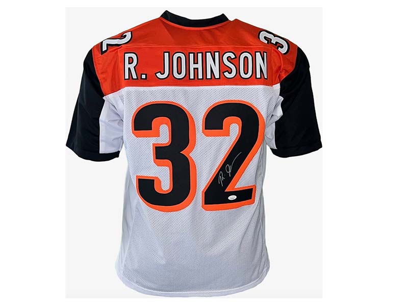 Rudi Johnson Autographed Cincinnati Pro Style White Football Jersey (JSA)