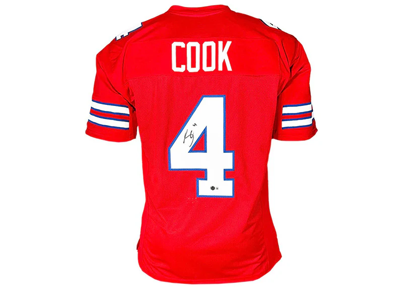 James Cook Signed Buffalo Custom Red Football Jersey Beckett