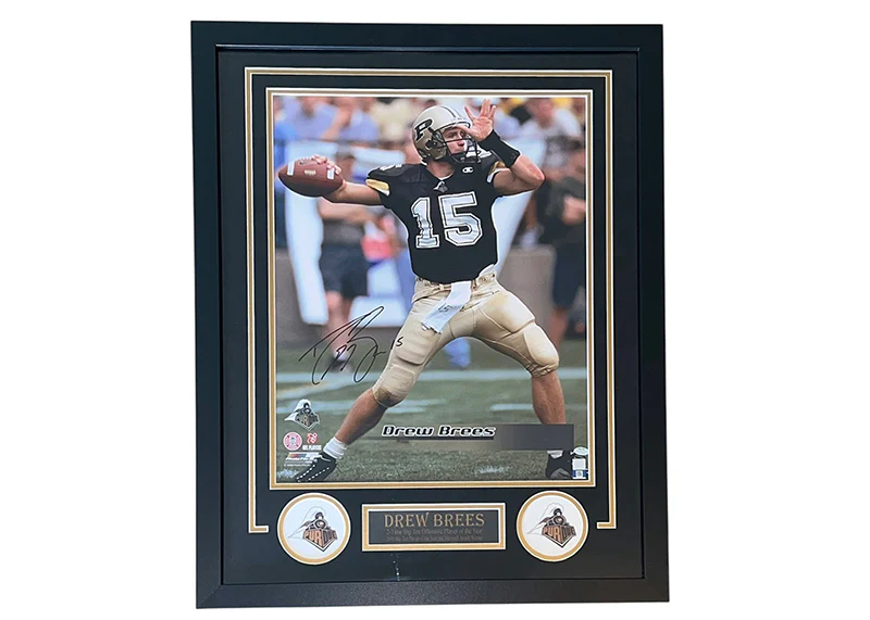 Drew Brees Signed Purdue Boilermakers Framed Photo?29x23 Schwartz