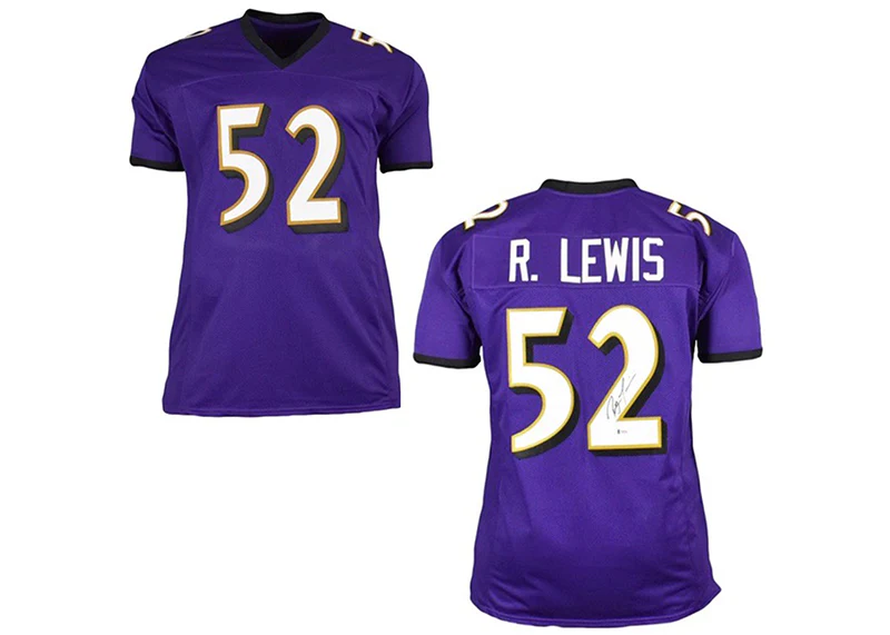 Ray Lewis Autographed Baltimore Custom Purple Football Jersey Beckett