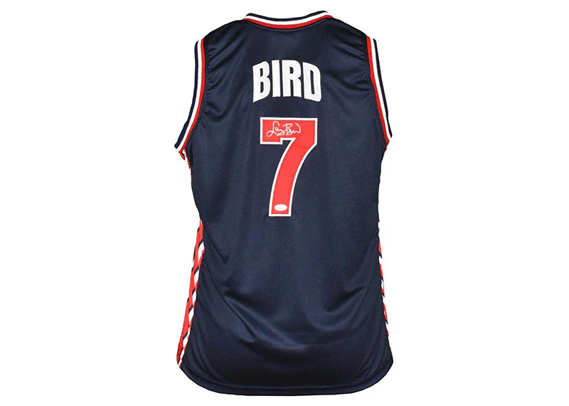 Larry Bird Signed Custom USA Navy Basketball Jersey Beckett