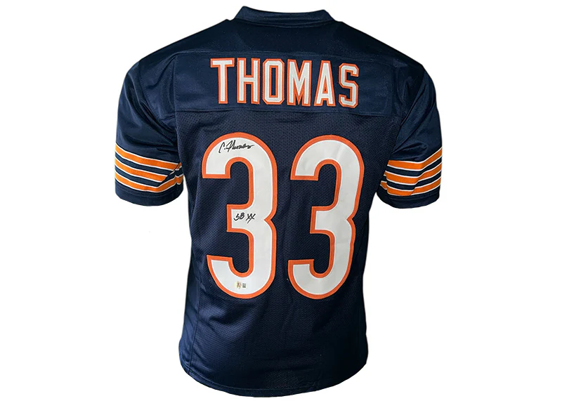 Calvin Thomas Signed Chicago Custom Blue Football Jersey?Beckett