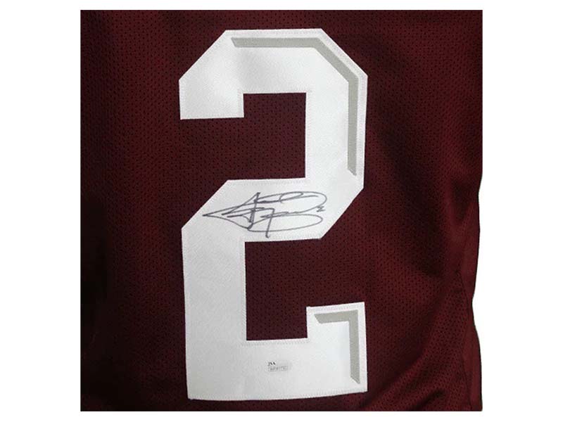 Johnny Manziel Autographed College Edition Maroon Football Jersey (JSA)