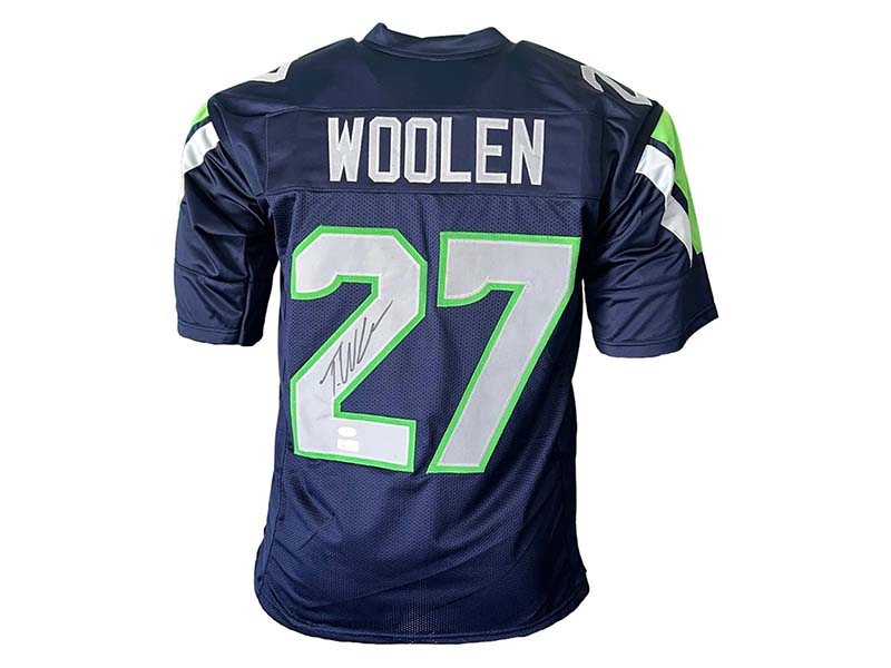 Tariq Woolen Autographed Seattle Pro Style Blue Football Jersey JSA