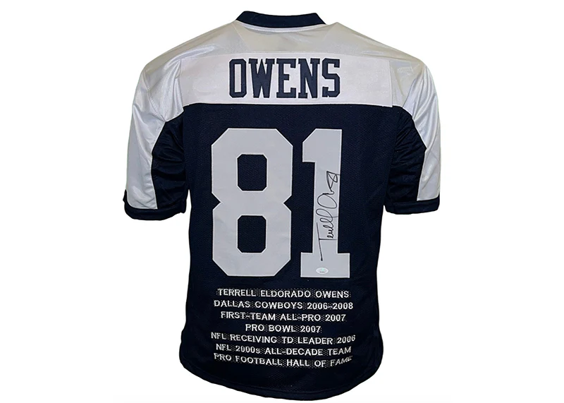 Terrell Owens Autographed Dallas Custom Thanksgiving Football Jersey (JSA)