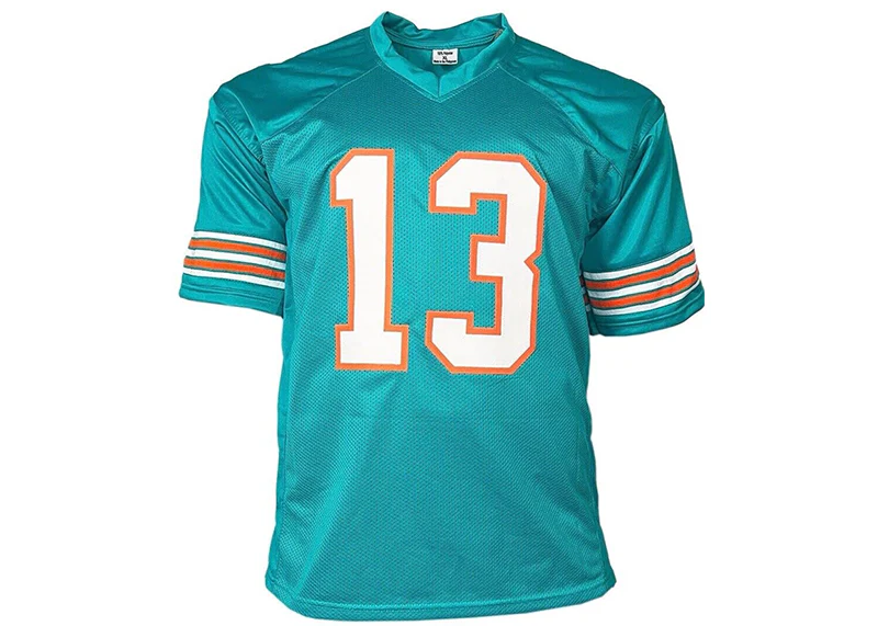 Dan Marino Autographed Miami Custom Teal Stats Football Jersey (JSA)