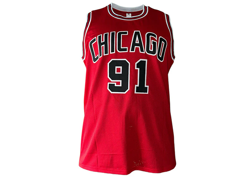 Dennis Rodman Signed Chicago Custom Red Basketball Jersey (JSA)