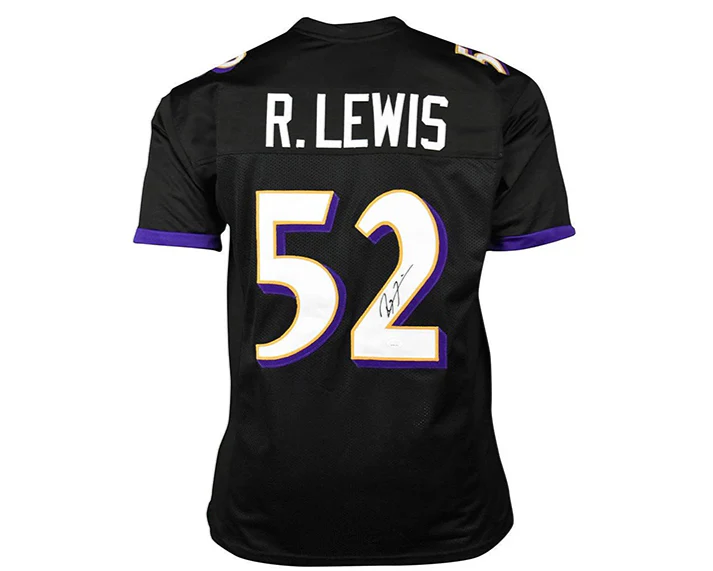 Ray Lewis Autographed Baltimore Custom Black Football Jersey JSA