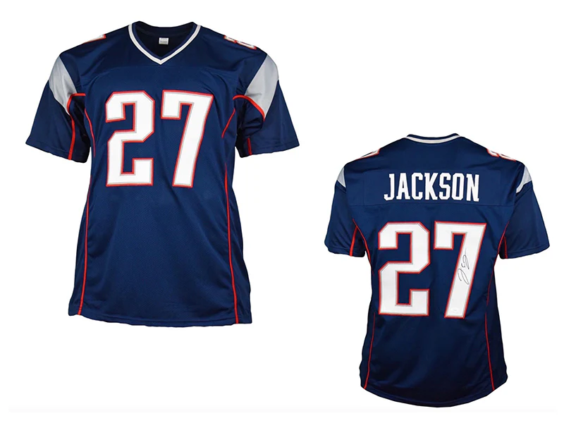 JC Jackson Autographed New England Blue Pro Style Football Jersey (JSA)