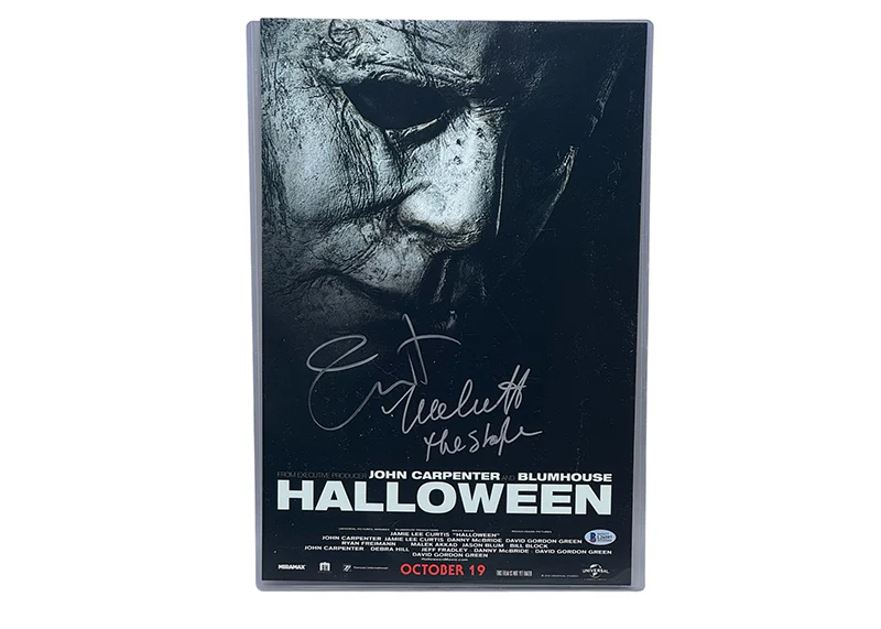 Jamie Lee Curtis & Nick Castle Signed Halloween 12x18 Photo Autographed Beckett