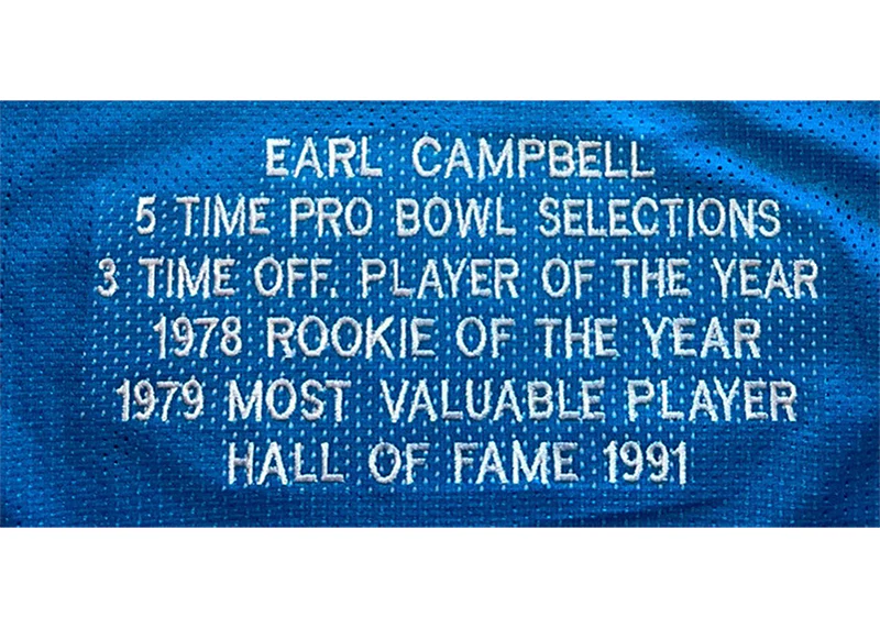 Earl Campbell Autographed Houston Custom Football Stat Jersey Powder Blue (JSA)