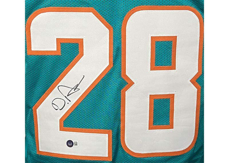 De��Von Achane Miami Signed Custom Teal Football Jersey Beckett