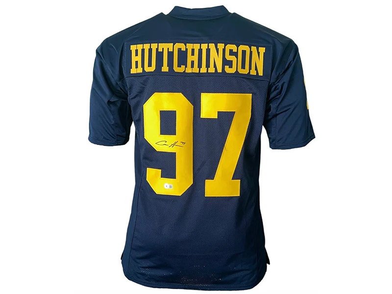 Aidan Hutchinson Signed Michigan Custom Blue College Football Jersey (Beckett)
