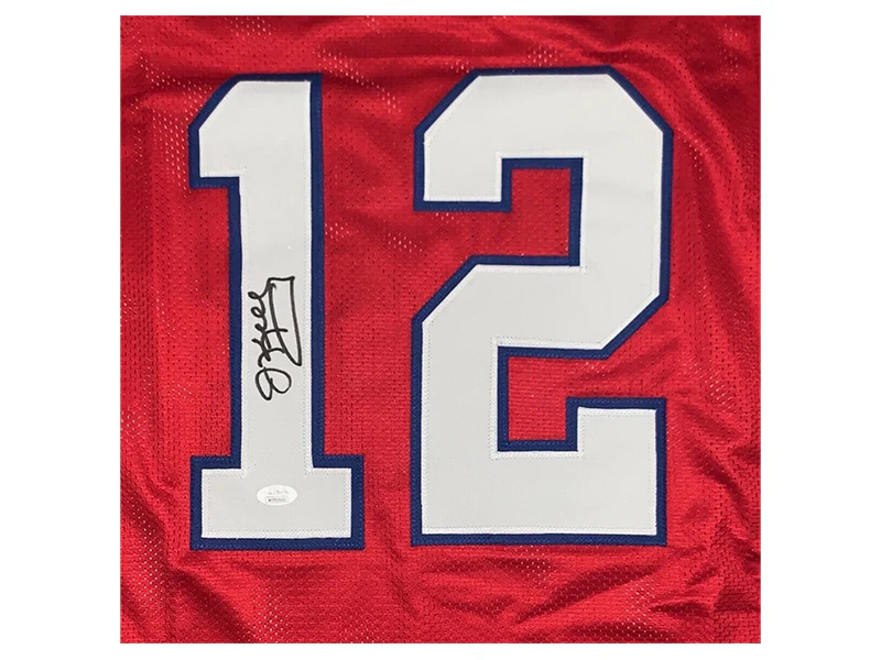 Jim Kelly Autographed Buffalo Pro Style Football Jersey Red (JSA)