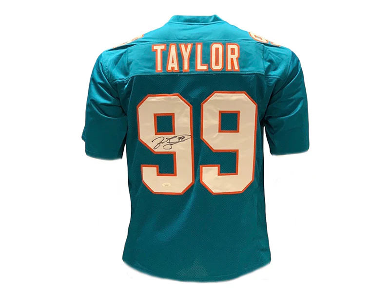 Jason Taylor Autographed Miami Pro Style Aqua Football Jersey (JSA)
