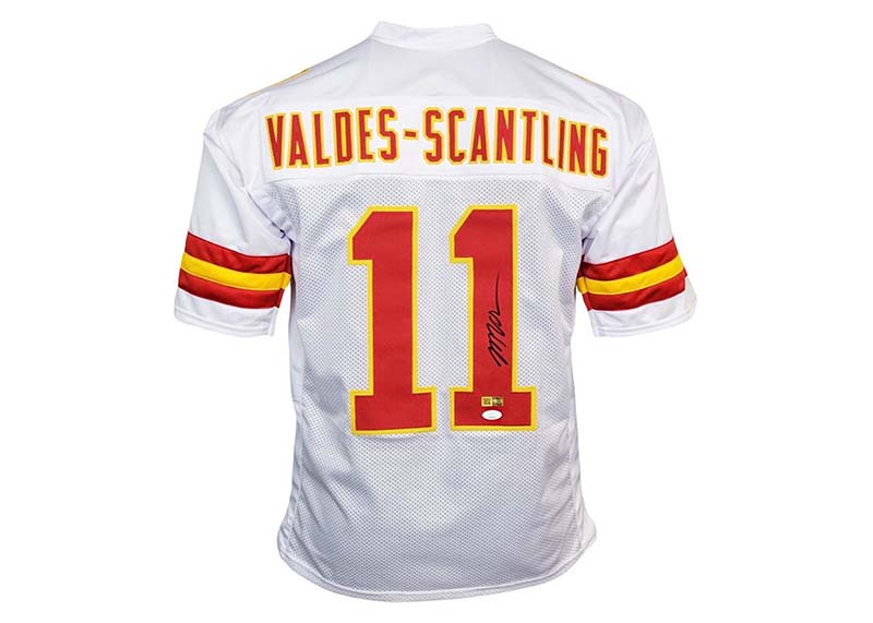 Marquez Valdes-Scantling Autographed Kansas City Custom White Football Jersey JSA