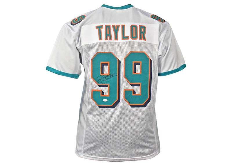 Jason Taylor Signed Miami Custom White Football Jersey (Beckett)