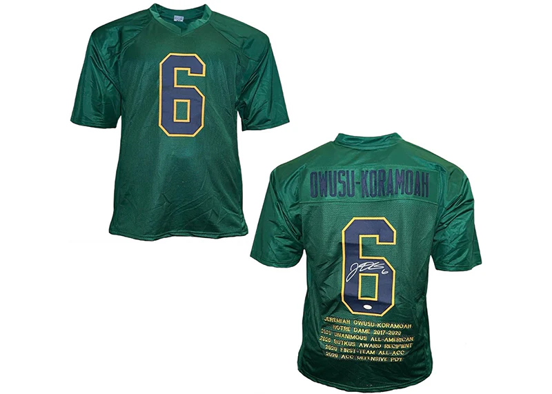 Jeremiah Owusu-Koramoah Signed Custom Green College Football Jersey JSA