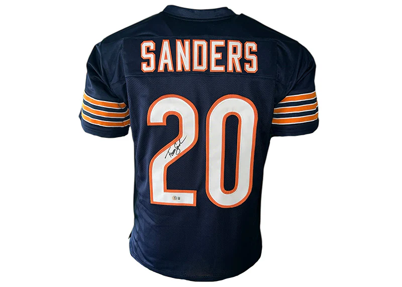 Thomas Sanders Signed Chicago Custom Blue Football Jersey?Beckett