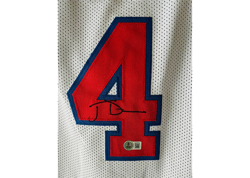 Joe Dumars Signed Detroit Custom White Basketball Jersey Beckett