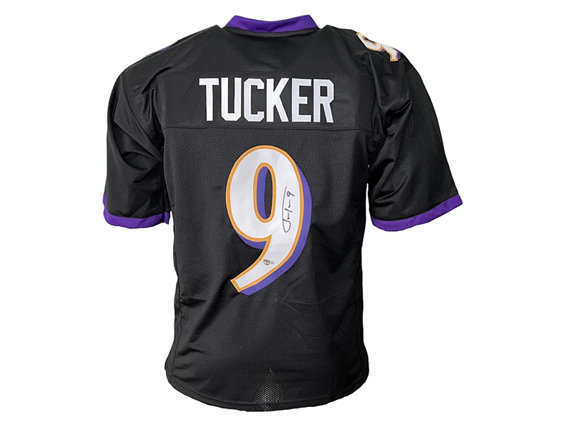 Justin Tucker Autographed Baltimore Pro Style Purple Football Jersey (Beckett)