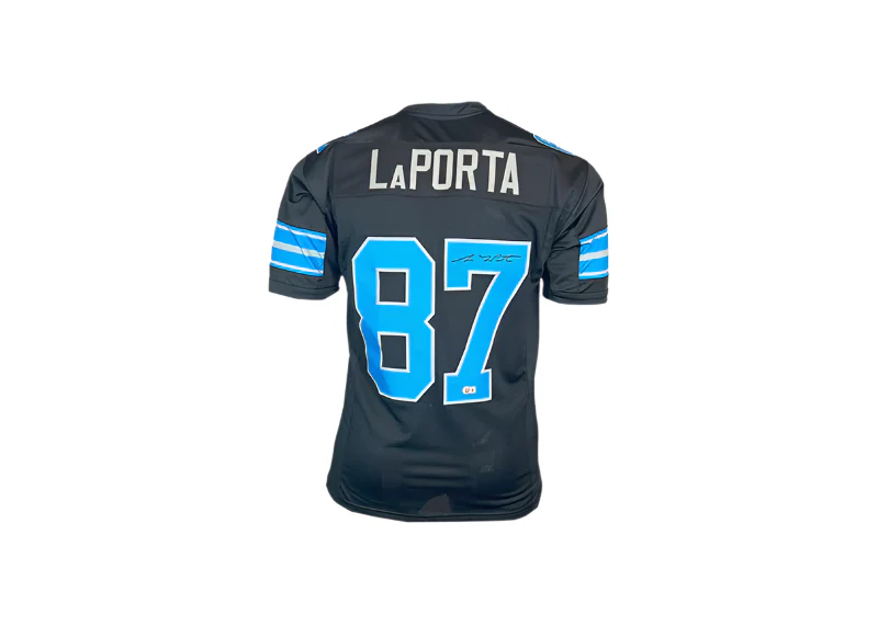 Sam LaPorta Signed Detroit Custom Black Football Jersey Beckett