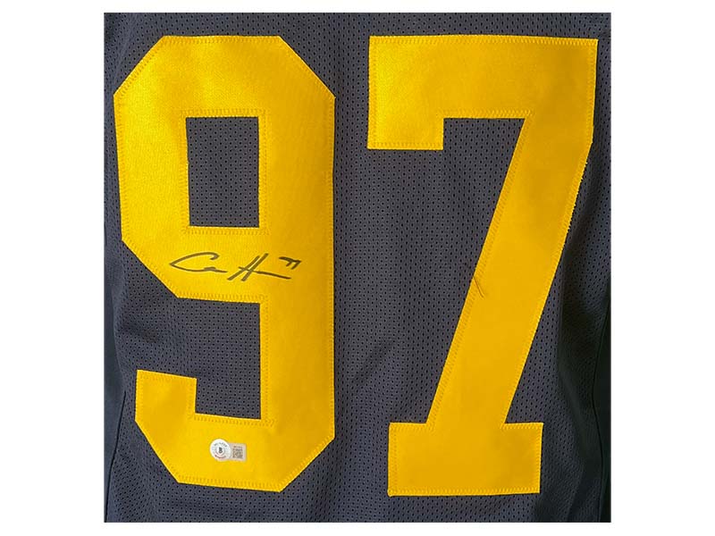 Aidan Hutchinson Signed Michigan Custom Blue College Football Jersey (Beckett)