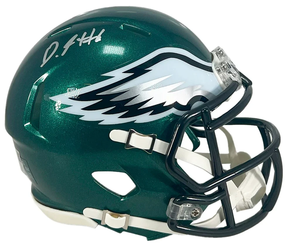 DeVonta Smith Signed Philadelphia Eagles Speed Mini Football Helmet (Fanatics)