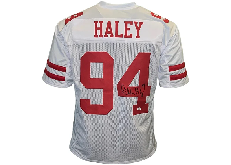 Charles Haley Signed San Francisco Custom White Stats Jersey JSA I have to