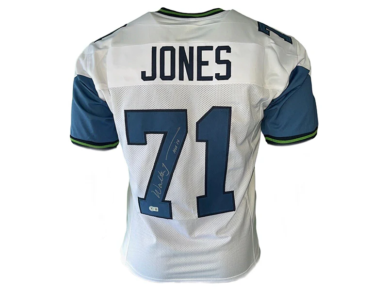 Walter Jones Autograpged Seattle HOF 14 Inscription Seattle White Football Jersey (JSA)