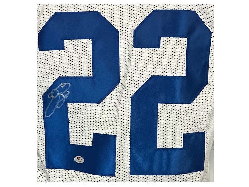 Emmitt Smith Signed Dallas Custom White Stats Football Jersey (PSA)