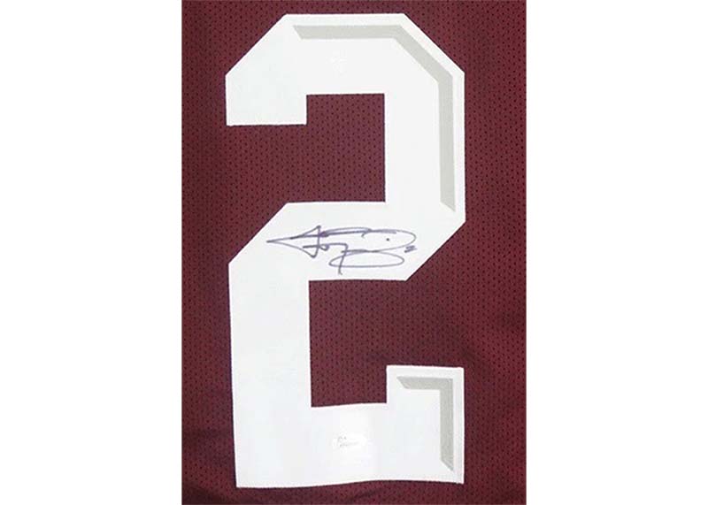 Johnny Manziel Autographed Custom College Stats Football Jersey Maroon (JSA)