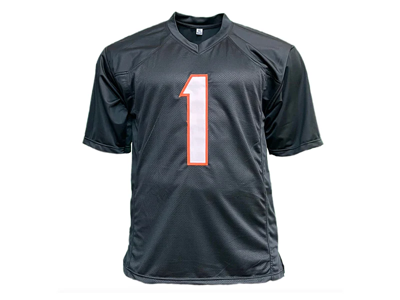 Ja'Marr Chase Autographed Cincinnati Black Pro Style Football Jersey (Beckett)