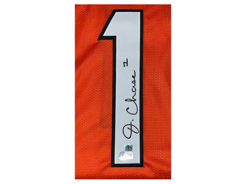 Ja'Marr Chase Autographed Cincinnati Orange Pro Style Football Jersey (Beckett)