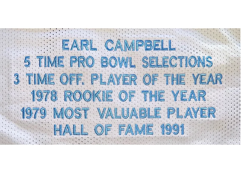 Earl Campbell Autographed Houston Custom White Football Stat Jersey (JSA)