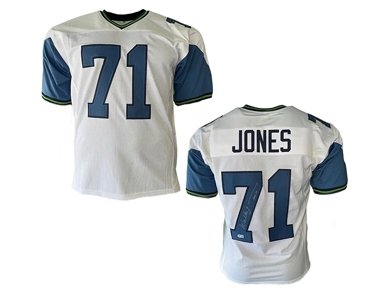 Walter Jones Autograpged Seattle HOF 14 Inscription Seattle White Football Jersey (JSA)