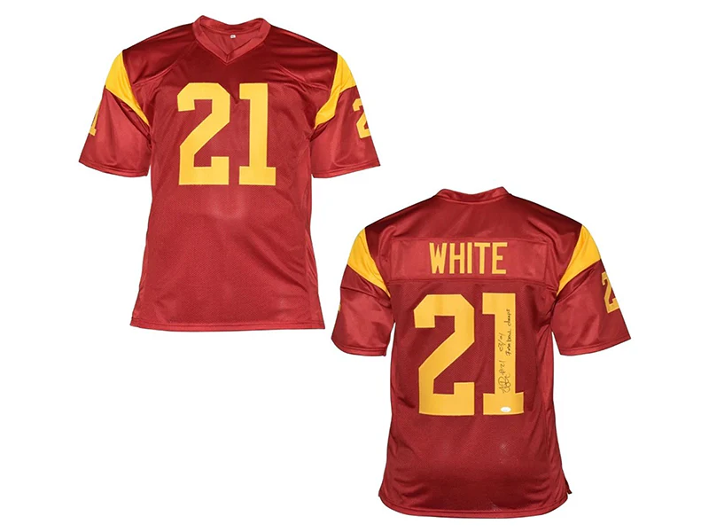 LenDale White Autographed 03-04 Rose Bowl Champs Inscription College Red Football Jersey (JSA)