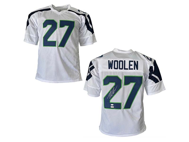 Tariq Woolen Autographed Seattle Pro Style White Football Jersey JSA